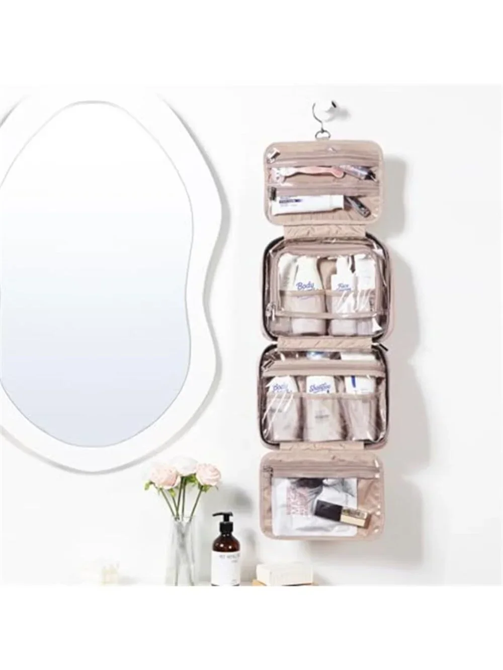 Travel Toiletry Bag for women, Portable Hanging Organizer for Travel-Sized